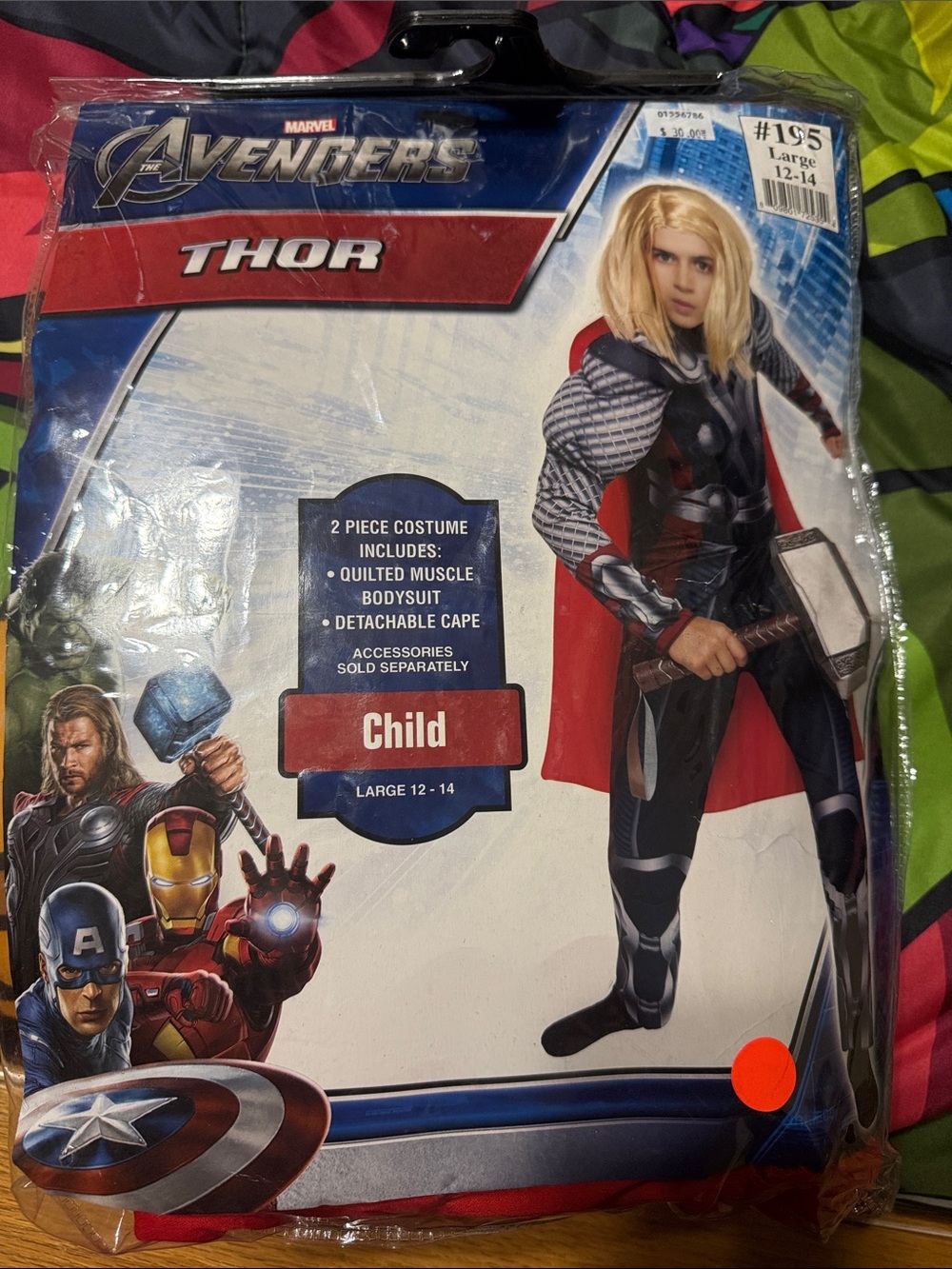 Marvel Thor Child Costume - Red Cape, Black and Gray Bodysuit